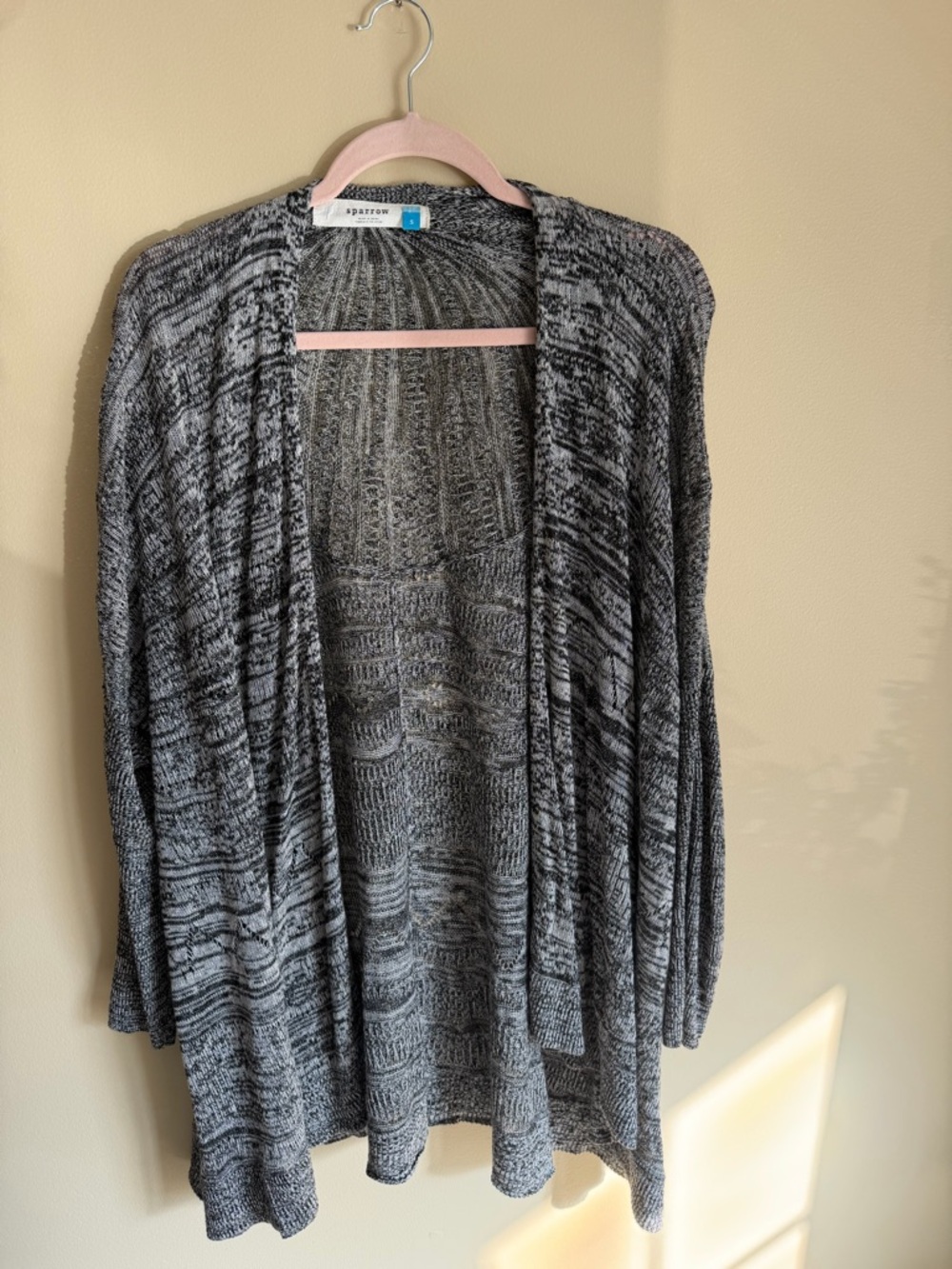 sparrow Marled Gray Open-Front Knit Cardigan